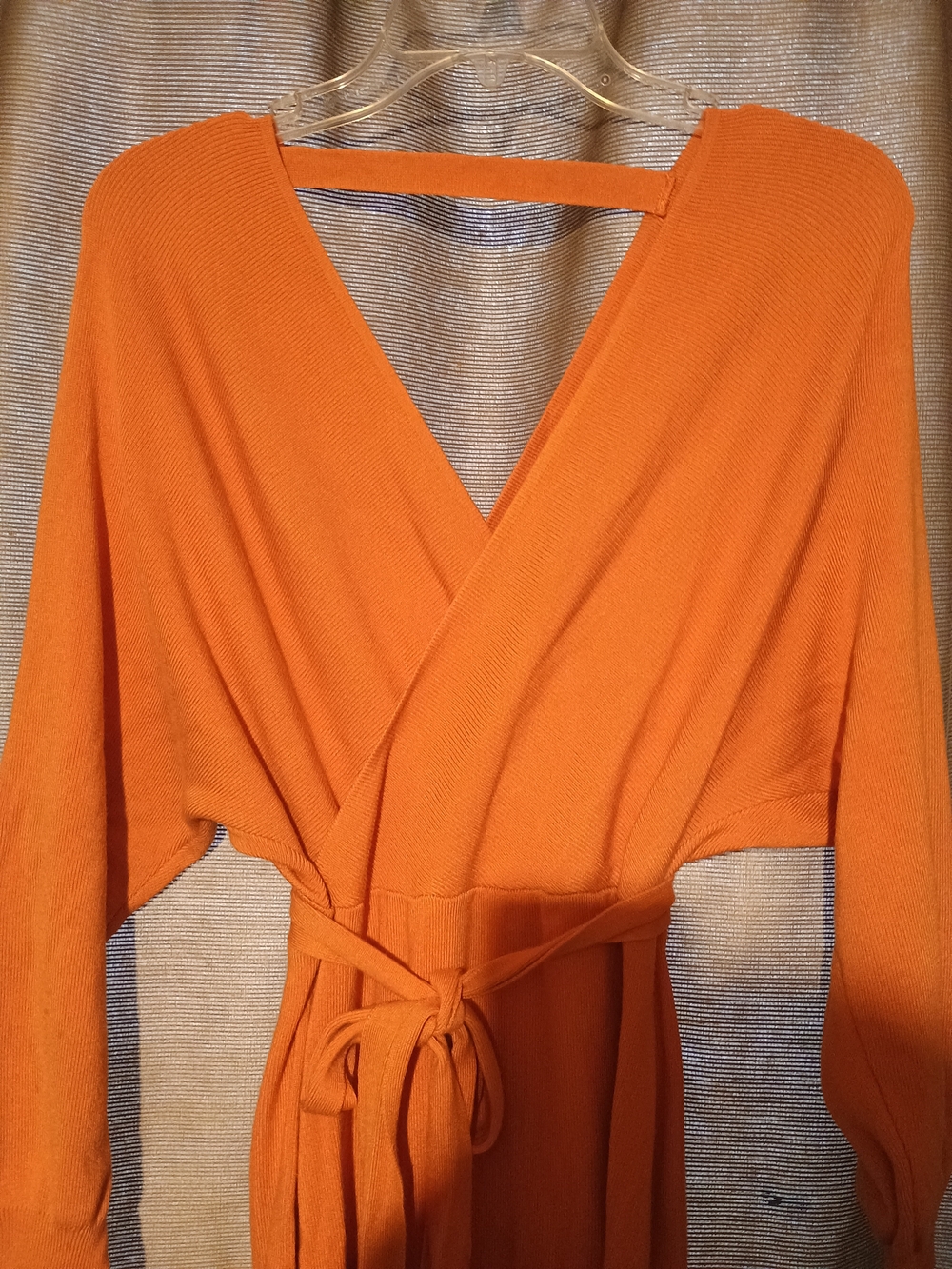 Lightweight Orange Wrap Robe with Tie Waist
